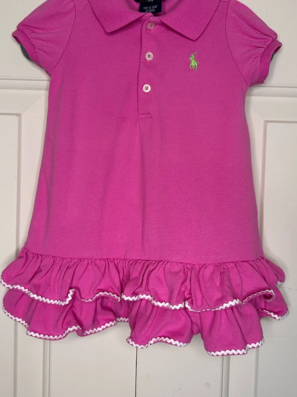 Ralph Lauren Girls' Hot Pink Polo Dress with Ruffle Hem